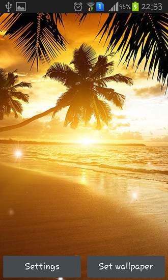 Beach sunset - ladda ner levande bakgrundsbilder till Android 1.5 mobiler.