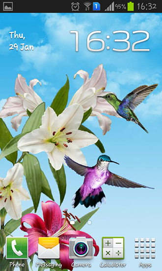 Gratis Blommor live wallpaper för Android på surfplattan arbetsbordet: Birds.