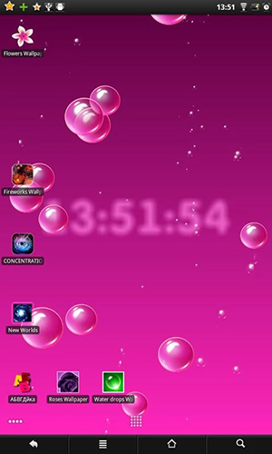 Ladda ner Bubbles & clock - gratis live wallpaper för Android på skrivbordet.