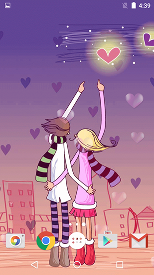 Cartoon love - ladda ner levande bakgrundsbilder till Android 4.4.2 mobiler.