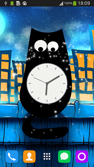 Gratis With clock live wallpaper för Android på surfplattan arbetsbordet: Cat clock.