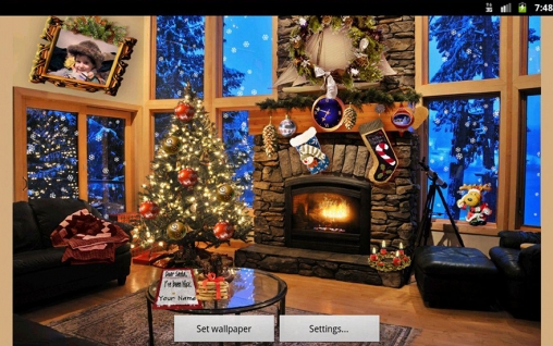 Gratis Interactive live wallpaper för Android på surfplattan arbetsbordet: Christmas fireplace.
