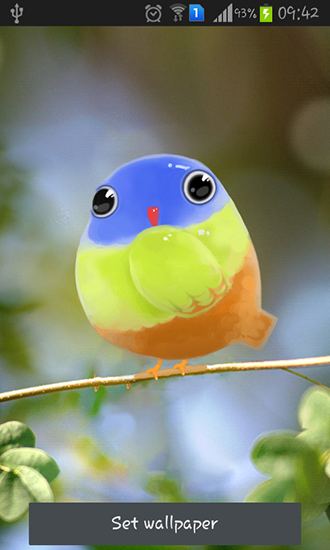 Cute bird - ladda ner levande bakgrundsbilder till Android 1.5 mobiler.
