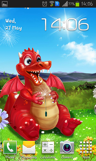 Cute dragon - ladda ner levande bakgrundsbilder till Android 4.1.2 mobiler.