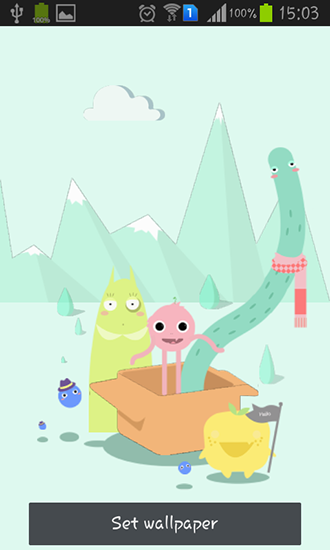 Cute monsters - ladda ner levande bakgrundsbilder till Android 4.1.2 mobiler.