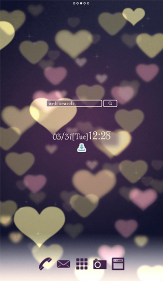 Gratis With clock live wallpaper för Android på surfplattan arbetsbordet: Cute wallpaper. Bokeh hearts.