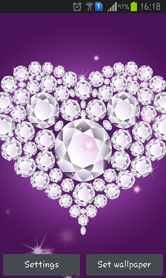 Gratis levande bakgrundsbilder Diamond hearts på Android-mobiler och surfplattor.