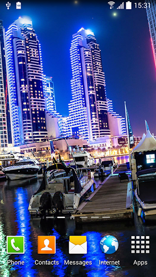 Gratis Interactive live wallpaper för Android på surfplattan arbetsbordet: Dubai night.