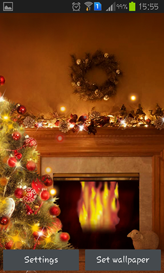 Gratis Interactive live wallpaper för Android på surfplattan arbetsbordet: Fireplace New Year 2015.