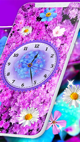 Ladda ner Flowers analog clock - gratis live wallpaper för Android på skrivbordet.