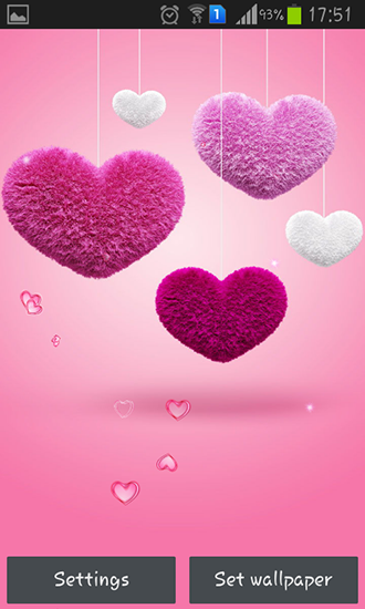 Fluffy hearts - ladda ner levande bakgrundsbilder till Android 2.1 mobiler.