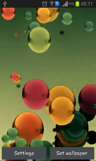 Flying colored balls - ladda ner levande bakgrundsbilder till Android 4.0.1 mobiler.