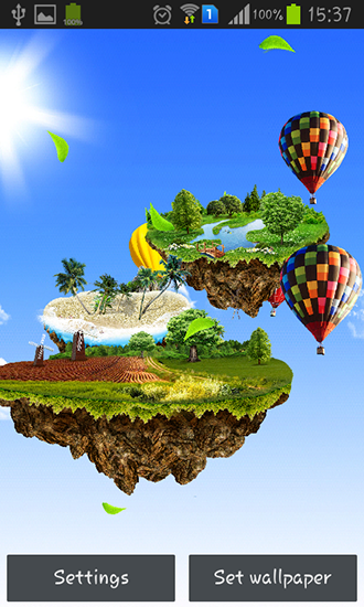 Flying islands - ladda ner levande bakgrundsbilder till Android 7.0 mobiler.