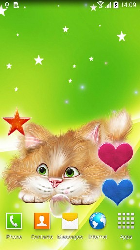 Funny cat - ladda ner levande bakgrundsbilder till Android 4.2 mobiler.