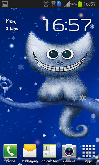 Funny Christmas kitten and his smile - ladda ner levande bakgrundsbilder till Android 2.3.4 mobiler.