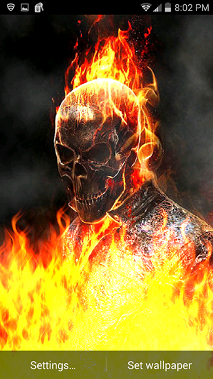 Ghost rider: Fire flames - ladda ner levande bakgrundsbilder till Android 1.5 mobiler.