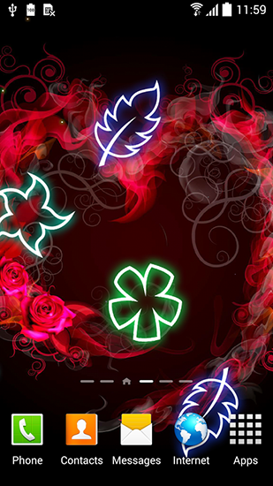Gratis Blommor live wallpaper för Android på surfplattan arbetsbordet: Glowing flowers.