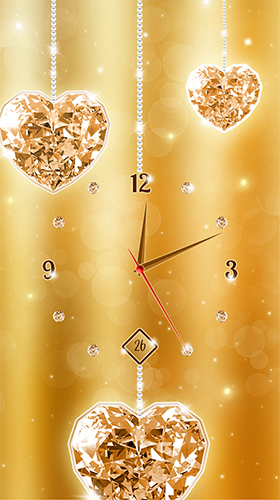 Ladda ner Gold and diamond clock - gratis live wallpaper för Android på skrivbordet.