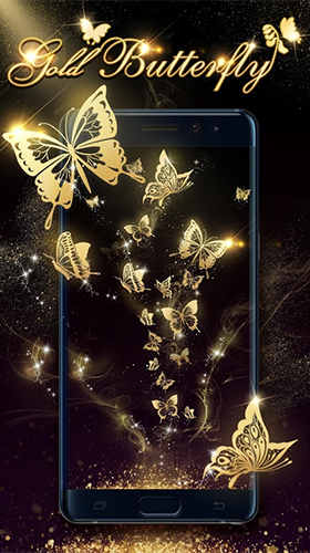 Ladda ner Gold butterfly - gratis live wallpaper för Android på skrivbordet.