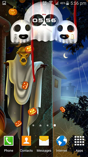 Ladda ner Halloween: Clock - gratis live wallpaper för Android på skrivbordet.