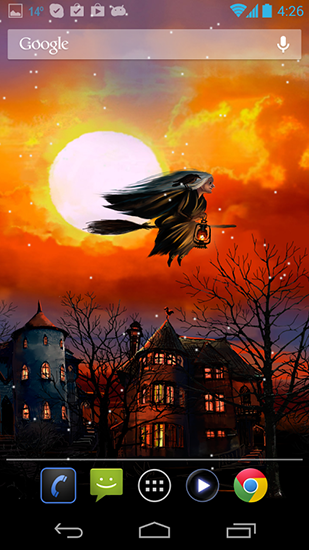Halloween: Happy witches - ladda ner levande bakgrundsbilder till Android 4.4.2 mobiler.