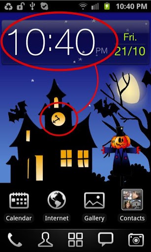 Gratis With clock live wallpaper för Android på surfplattan arbetsbordet: Halloween: Moving world.