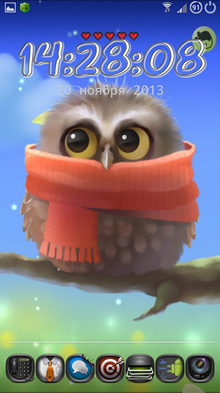Gratis With clock live wallpaper för Android på surfplattan arbetsbordet: Little owl.