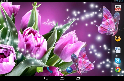Gratis Blommor live wallpaper för Android på surfplattan arbetsbordet: Magic butterflies.