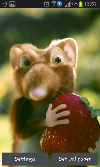 Gratis levande bakgrundsbilder Mouse with strawberries på Android-mobiler och surfplattor.