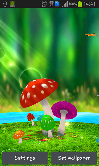 Gratis Landskap live wallpaper för Android på surfplattan arbetsbordet: Mushrooms 3D.