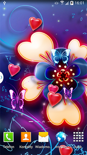 Ladda ner Neon hearts by Live Wallpapers 3D - gratis live wallpaper för Android på skrivbordet.