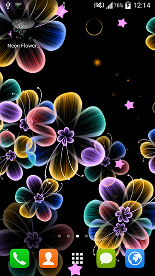 Neon flowers - ladda ner levande bakgrundsbilder till Android 4.2.2 mobiler.