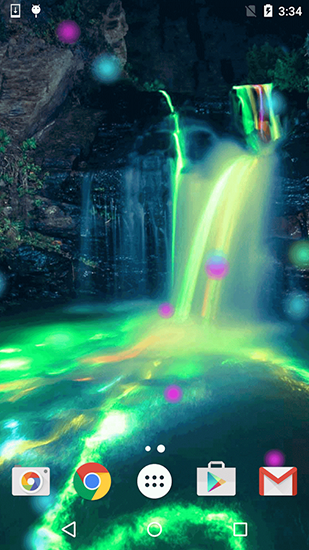 Gratis Landskap live wallpaper för Android på surfplattan arbetsbordet: Neon waterfalls.
