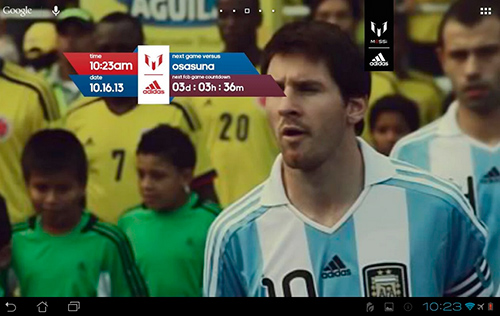 Gratis Idrott live wallpaper för Android på surfplattan arbetsbordet: Official Messi.