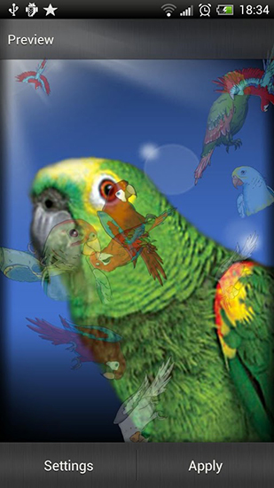 Parrot - ladda ner levande bakgrundsbilder till Android 8.0 mobiler.