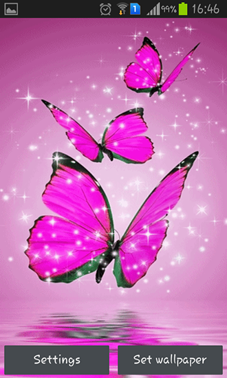 Pink butterfly - ladda ner levande bakgrundsbilder till Android 4.2 mobiler.