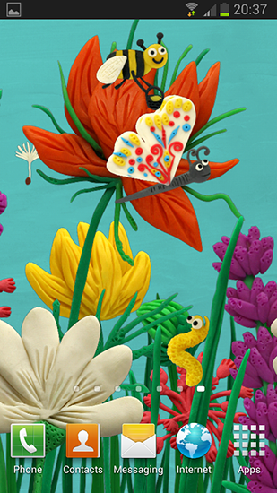 Gratis Interactive live wallpaper för Android på surfplattan arbetsbordet: Plasticine spring flowers.