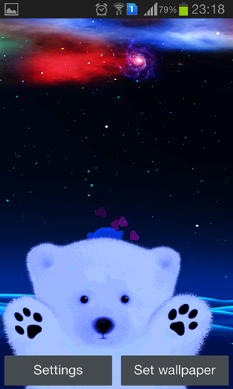 Gratis Interactive live wallpaper för Android på surfplattan arbetsbordet: Polar bear love.