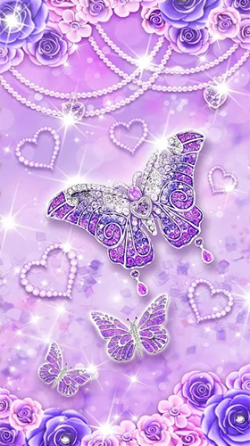 Ladda ner Purple diamond butterfly - gratis live wallpaper för Android på skrivbordet.