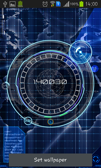 Radar: Digital clock - ladda ner levande bakgrundsbilder till Android 4.1.1 mobiler.