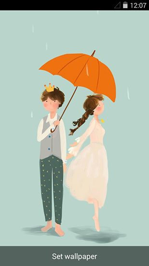 Rainy romance - ladda ner levande bakgrundsbilder till Android 7.0 mobiler.