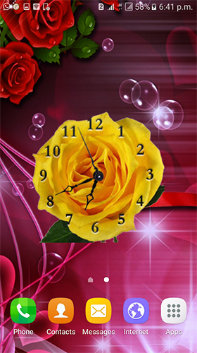 Ladda ner Rose clock by Mobile Masti Zone - gratis live wallpaper för Android på skrivbordet.