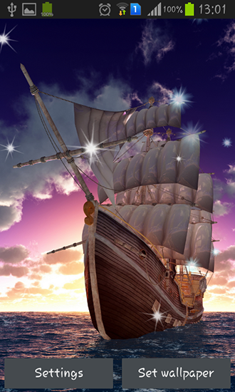 Gratis Landskap live wallpaper för Android på surfplattan arbetsbordet: Sailing ship.