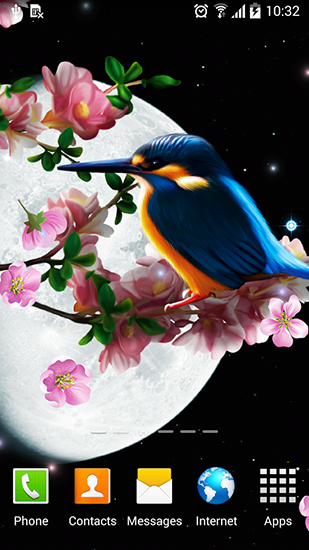 Gratis Växter live wallpaper för Android på surfplattan arbetsbordet: Sakura and bird.