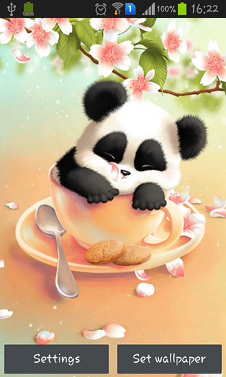 Gratis Blommor live wallpaper för Android på surfplattan arbetsbordet: Sleepy panda.