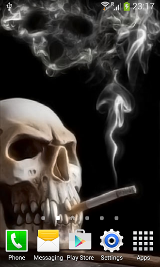 Smoking skull - ladda ner levande bakgrundsbilder till Android 4.4.4 mobiler.