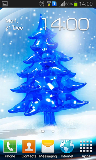 Snowy Christmas tree HD - ladda ner levande bakgrundsbilder till Android 4.4.2 mobiler.