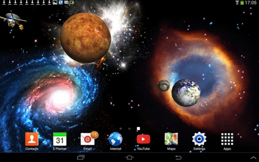 Gratis Rymd live wallpaper för Android på surfplattan arbetsbordet: Space 3D.