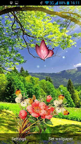 Gratis Växter live wallpaper för Android på surfplattan arbetsbordet: Spring butterflies.