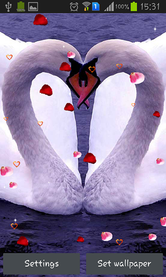 Gratis Interactive live wallpaper för Android på surfplattan arbetsbordet: Swans: Love.